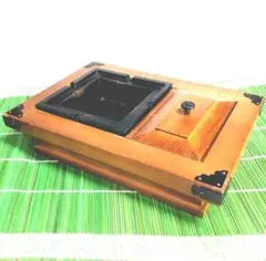 灰皿　木製　昭和レトロ　アンティーク　ビンテージ　鉄皿