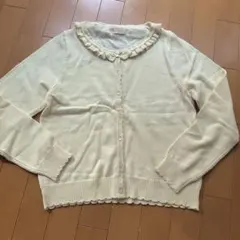ピンクハウス フリル付きアイボリーカーディガン