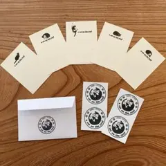 大人のネコ柄　オリジナルカード（一筆箋）＆シールセット
