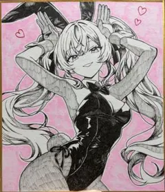 手描きイラスト ミニ色紙 レゼ バニーガール - メルカリ
