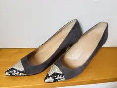 ブティックオオサキ・グレースエード /パイソンポインテッドトゥ ハイヒール