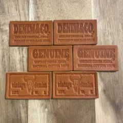 NO.313 革タグ ヌメ革 ★NEW★オリジナルデザイン★ミニ革パッチ★6枚