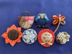 ハンドメイド ブローチ ７点セット
