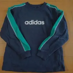 adidas アディダス 裏起毛 トレーナー ネイビー グリーン 160