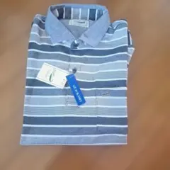 新品未使用 LACOSTE グレー ボーダー　ポロシャツ　L