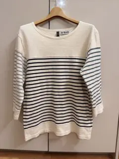 アイボリー ストライプ 七分袖カットソー サイズ4