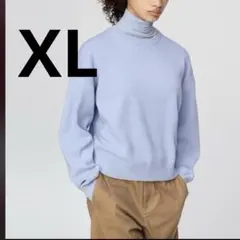 【完売品】ユニクロCスムースコットンクルーネックセーター ブルー XLサイズ