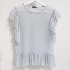 ZARA ラメフリルカットソー 伸縮性あり