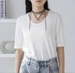 【さらに値下げ‼️】JEANASIS ホワイト スムーステレコUネック SSのサムネイル