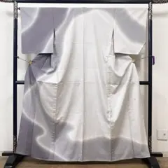やまだ織 縦縞 ストライプ 単衣 本塩沢 未使用品 正絹 居敷当て ガード