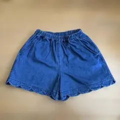 branshes デニムブルー スカラップショートパンツ