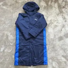 PUMA フード付きロングコート ネイビー/ブルー