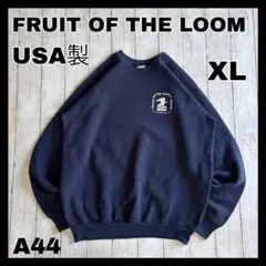 ★USA製 FRUIT OF THE LOOM スウェット 企業ロゴ 紺 XLのサムネイル