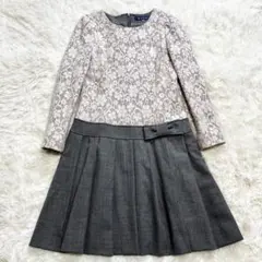 エムズグレイシー ひざ丈 ワンピース レース リボン 花柄 カタログ掲載