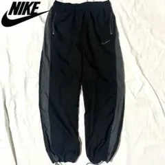 00s NIKE バギー ナイロンパンツ ドローコード 黒 XL y2k 極太 超希少極太 00s ナイキ ナイロントラックパンツ Y2K 裾ドローコード XL
