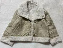 ベージュ ボアジャケット ショート丈 ブルゾン 白ボア 秋冬 カジュアル