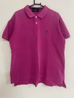 【希少】90s ポロラルフローレン 鹿の子 ポロシャツ ピンク 刺繍ロゴ　L