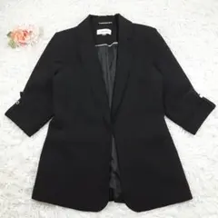 美品◎Calvin Klein テーラードジャケット ロング丈 黒 L相当