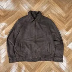ドッカーズ レザージャケット 本革 ダークブラウン ムラ革 スポーツジャケット