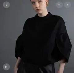 Heve Tulip sleeve bonding blouse (Black)