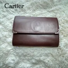 Cartier カルティエ マストライン 三つ折り財布 がま口 ボルドー レザーのサムネイル