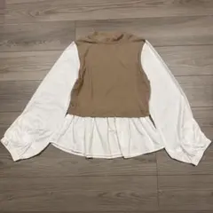 blistorm長袖カットソー ベージュ ホワイト　しまむら
