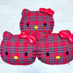 【超希少】サンリオ　ハローキティ　クッション　タータンチェック柄　レトロ　3個
