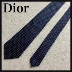 【高級】Dioディオール ネクタイ ビジネス ネイビー 紺 総柄