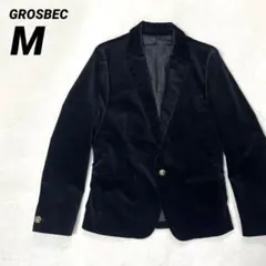 GROSBEC【美品】テーラードジャケット ベロア調 光沢 黒 M【444】のサムネイル