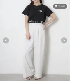 Riberry ハートロゴラメ刺繍コンパクトTシャツ ブラックのサムネイル