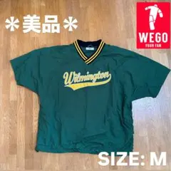 ＊美品【WEGO】 カレッジロゴ ラインリブナイロン 半袖　プルオーバー M