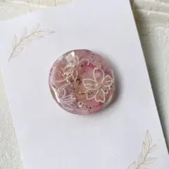 no.312 花ピンクとシェルのヘアゴム/ポニーフック/ブローチ