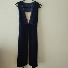 ネイビー ベルベット風 パーティードレス