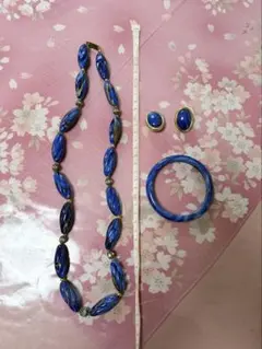 青いビーズネックレスセット