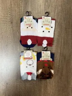 クリスマス カジュアルショートソックス　靴下　 キッズソックス子ども 4足セット