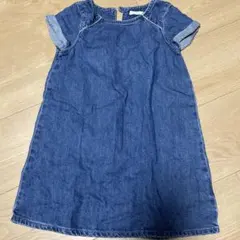 デニム 半袖 Aラインワンピース 100cm