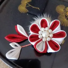 つまみ細工　花髪飾り（クリップ付き）　ブローチ　七五三