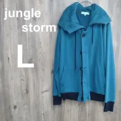 JUNGLE STORM パーカー L ブルー スウェット 切り替えのサムネイル