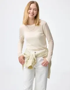 GU ソフトシアークルーネック ナチュラル