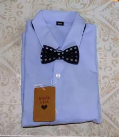 130cm ブルーシャツ 長袖シャツ 蝶ネクタイ付き