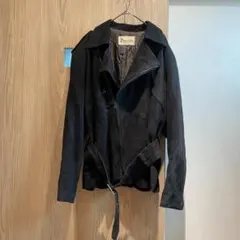 羊革ラムレザー 腕ライン白 メンズビギ シングル ライダースジャケット