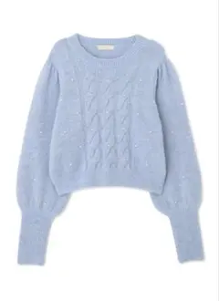 パール付きケーブルショート丈ニット