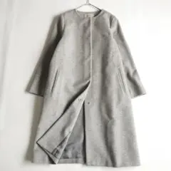 Lサイズ/美品✨ユナイテッドアローズ ノーカラーベルスリーブコート カシミヤ混