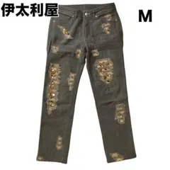 伊太利屋 デニムパンツ ストーン加工 クラッシュデザイン 高級感 Mのサムネイル