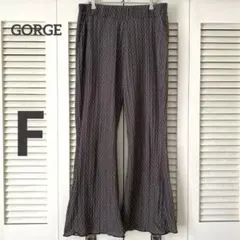 GORGE 細プリーツフレアパンツ　ダマスク柄　グレー系　フリーサイズのサムネイル