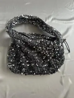 【最終値下げ】スパンコール　バッグ　シルバー　ハンドバッグ