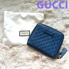 GUCCI　二つ折り財布　マイクログッチシマ　ブルーのサムネイル