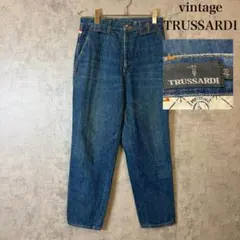 90s TRUSSARDI 刻印ボタン 濃紺 ワイド デニム DM1598のサムネイル