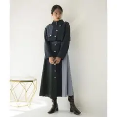 レディアゼル ショート丈ブロッキングコート&ワンピースセット(3WAY)