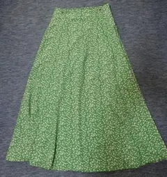 美品★Clear★クリア　小花柄ロングスカート　グリーン